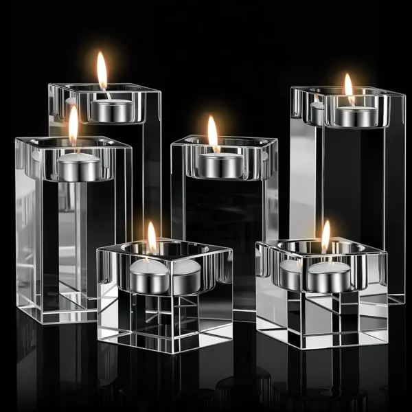 6 Pcs Crystal Glass Tea Light Holders