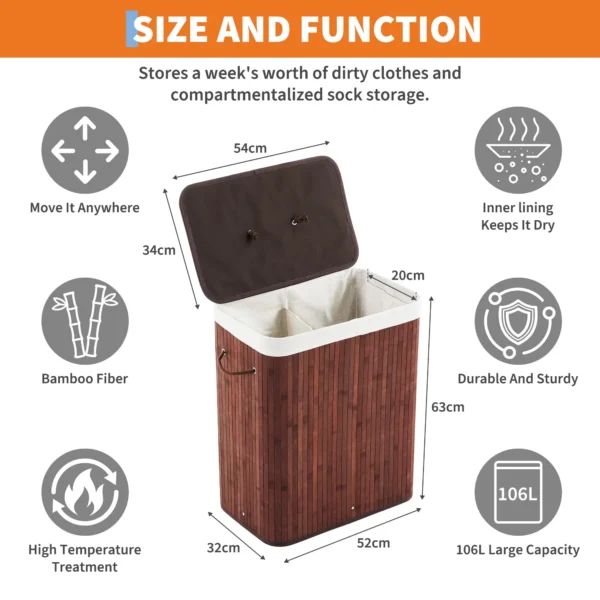 Bamboo Laundry Hamper Large