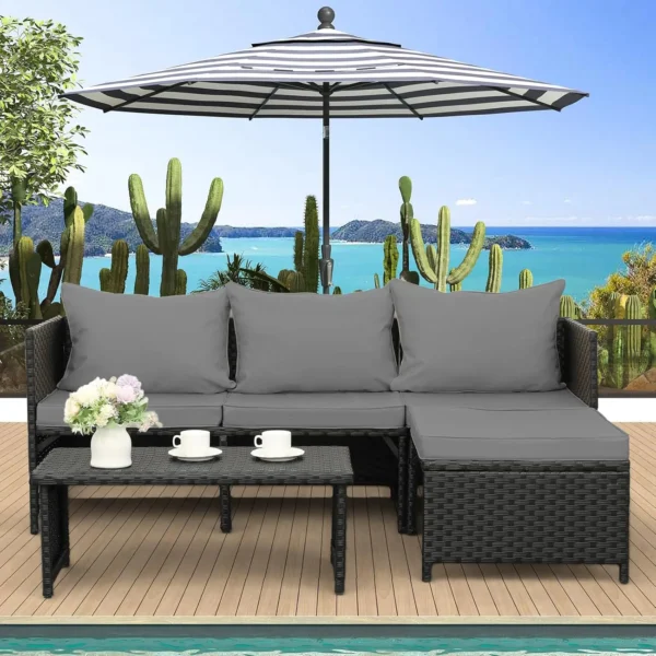 3-Piece Outdoor Rattan Set